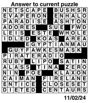 Answers to Previous Crossword