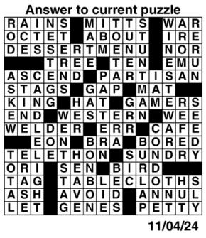 Answers to Previous Crossword