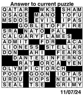 Answers to Previous Crossword