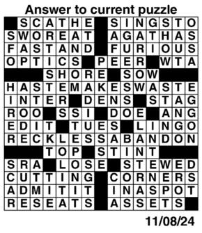 Answers to Previous Crossword