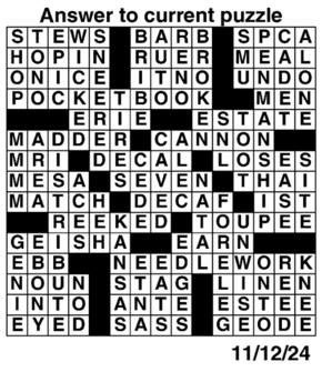 Answers to Previous Crossword