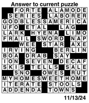 Answers to Previous Crossword