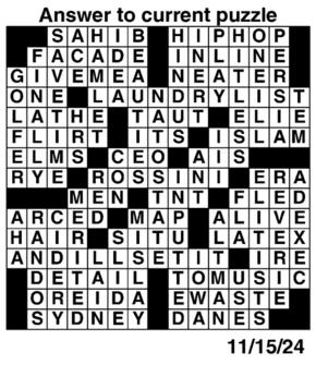 Answers to Previous Crossword