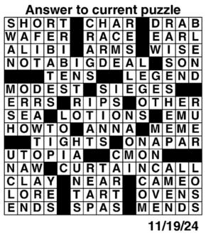 Answers to Previous Crossword