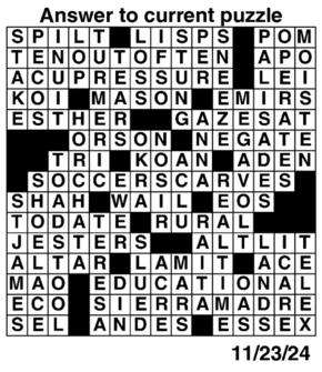 Answers to Previous Crossword