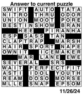 Answers to Previous Crossword