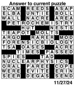 Answers to Previous Crossword