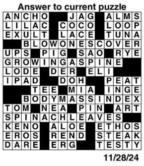 Answers to Previous Crossword