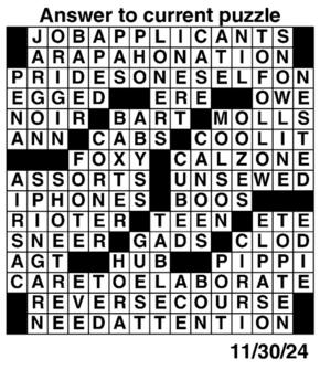 Answers to Previous Crossword