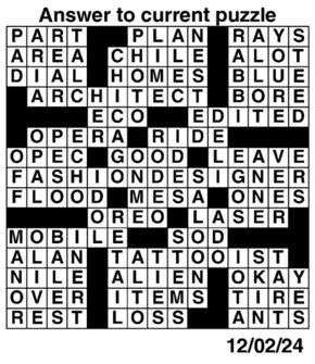 Answers to Previous Crossword