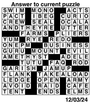 Answers to Previous Crossword