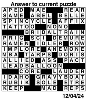 Answers to Previous Crossword