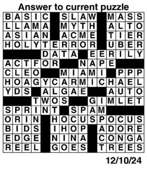 Answers to Previous Crossword