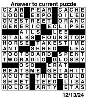 Answers to Previous Crossword