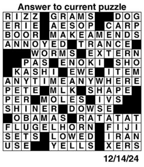 Answers to Previous Crossword