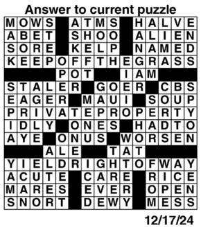 Answers to Previous Crossword