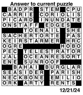 Answers to Previous Crossword