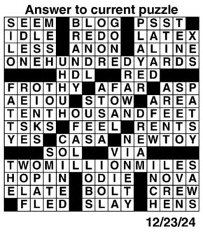 Answers to Previous Crossword