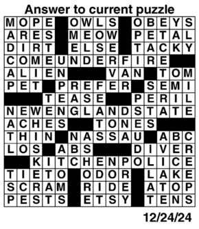 Answers to Previous Crossword