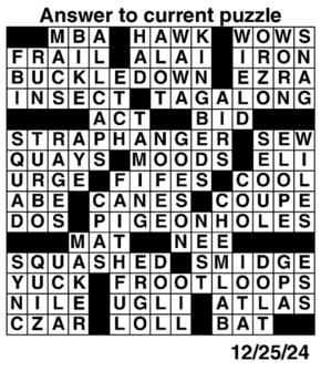 Answers to Previous Crossword