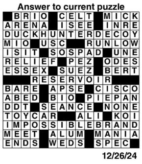 Answers to Previous Crossword