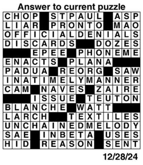 Answers to Previous Crossword