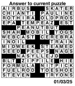 Answers to Previous Crossword