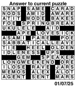 Answers to Previous Crossword