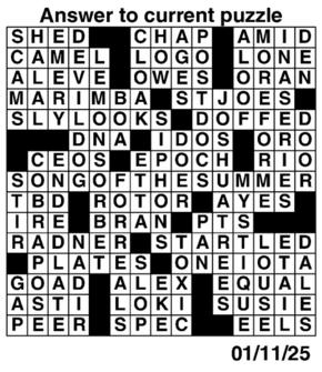 Answers to Previous Crossword