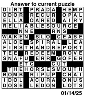 Answers to Previous Crossword