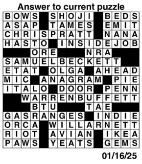 Answers to Previous Crossword