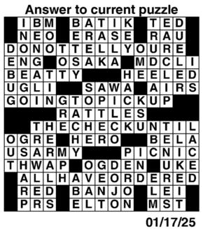 Answers to Previous Crossword