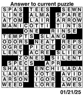 Answers to Previous Crossword