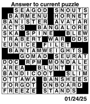 Answers to Previous Crossword