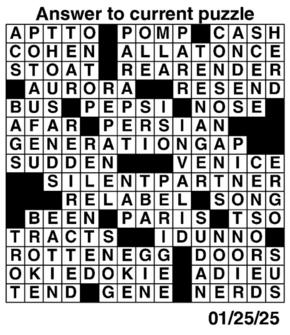 Answers to Previous Crossword