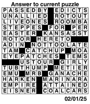 Answers to Previous Crossword