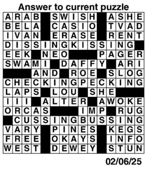 Answers to Previous Crossword