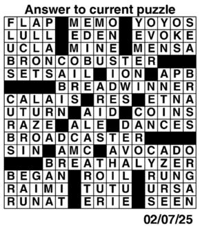 Answers to Previous Crossword