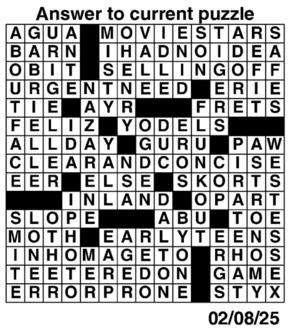 Answers to Previous Crossword