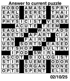 Answers to Previous Crossword