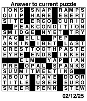 Answers to Previous Crossword