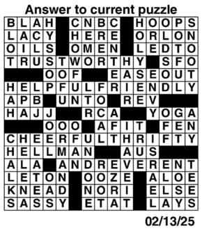 Answers to Previous Crossword