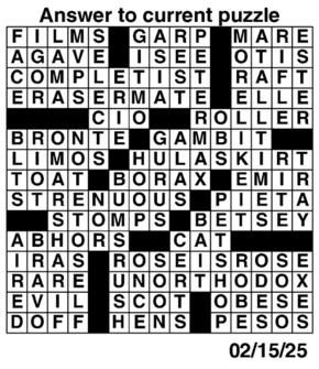 Answers to Previous Crossword