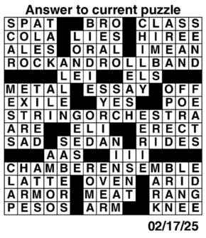 Answers to Previous Crossword