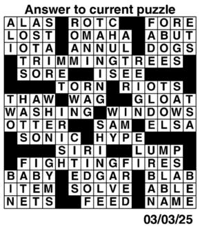 Answers to Previous Crossword