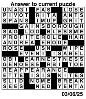 Answers to Previous Crossword