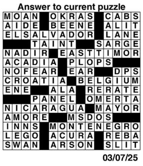 Answers to Previous Crossword