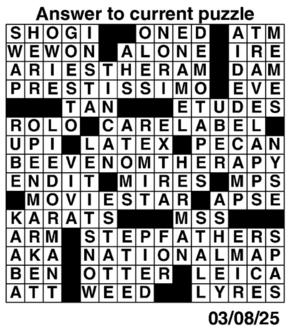 Answers to Previous Crossword