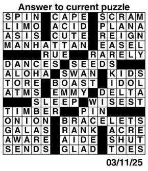 Answers to Previous Crossword