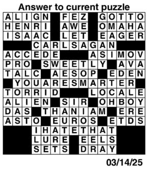 Answers to Previous Crossword